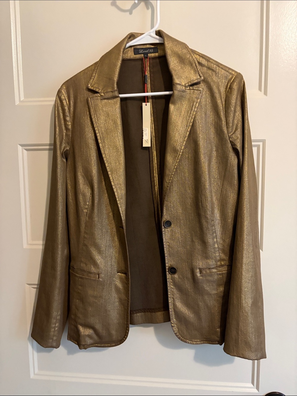 Level 99 Metallic Gold Blazer Jacket